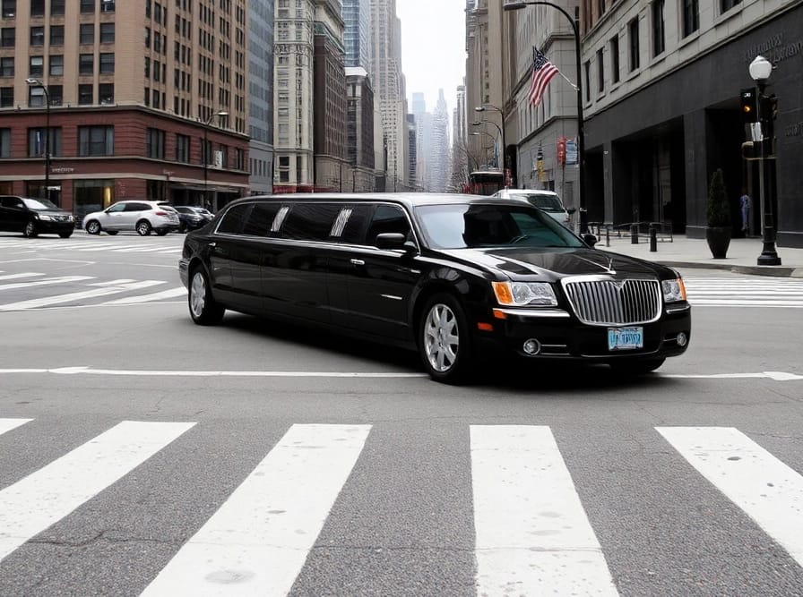 luxury exotic limo on chicago's road